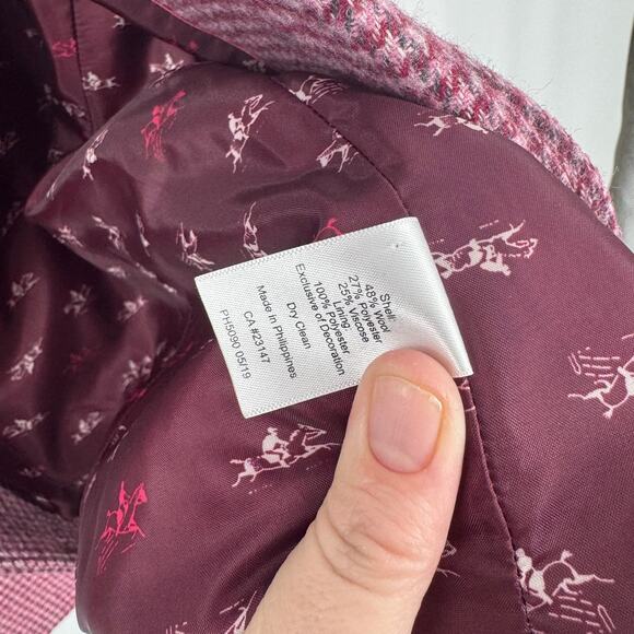 Talbots Pink Houndstooth Print Shetland Wool Two Button Blazer Jacket Size 16W - Picture 8 of 10